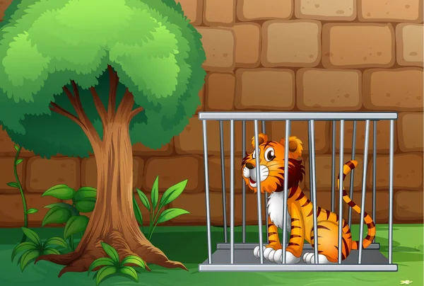 Une cage avec un tigre — Image vectorielle