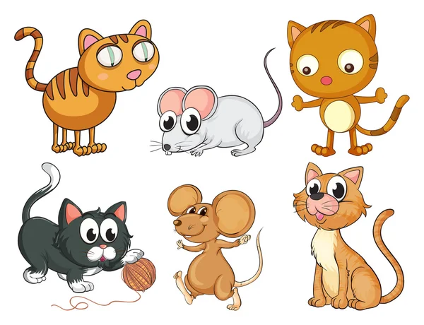 Chats et souris — Image vectorielle
