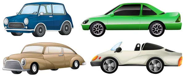 Cuatro tipos diferentes de coches — Vector de stock