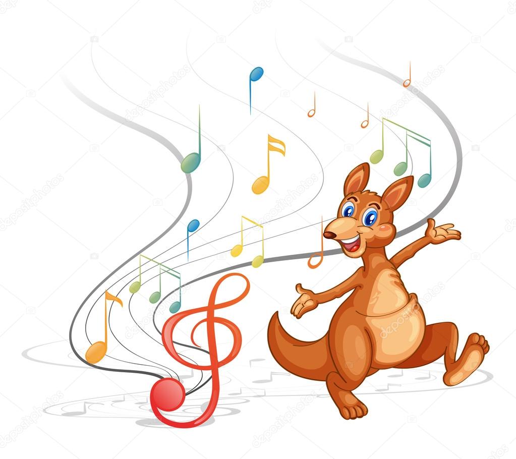 A kangaroo with the musical notes