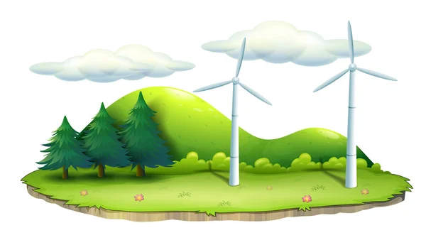 Windmills in the island — Stock Vector