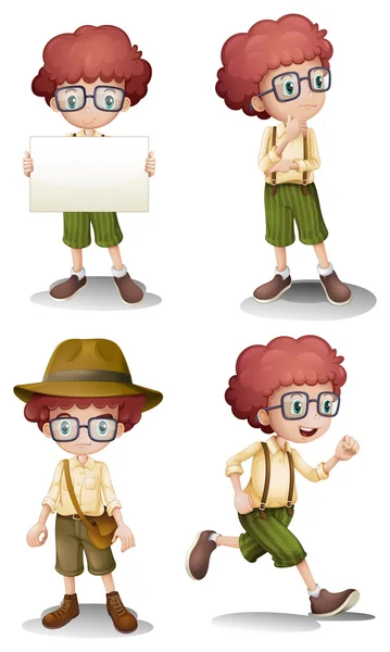 Different moods of a young boy — Stock Vector