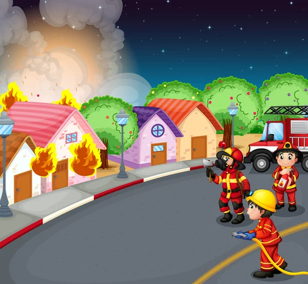 A fire at the village — Stock Vector