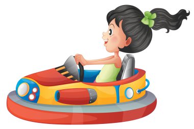 A girl driving the bumpercar clipart