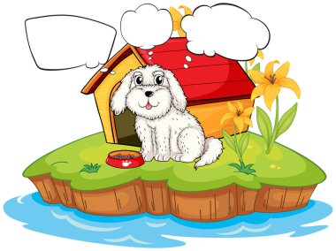 bir köpek kulübesi yakınında bir köpek yavrusu düşünme