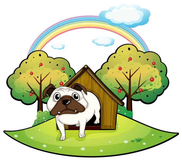 A dog inside a doghouse — Stock Vector