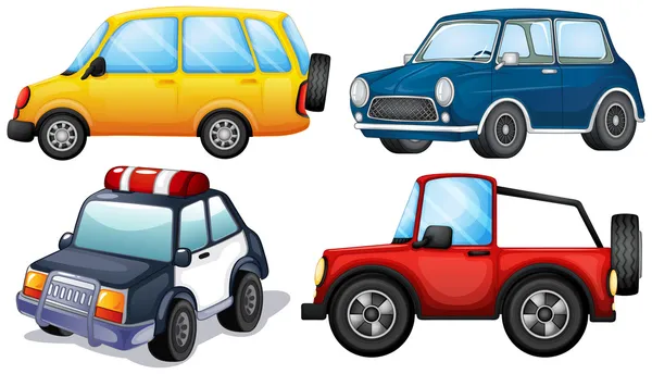 Cuatro coches diferentes — Vector de stock