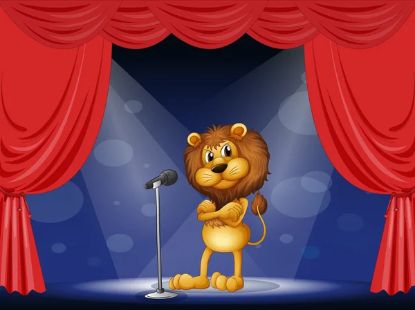 A lion performing on stage — Stock Vector