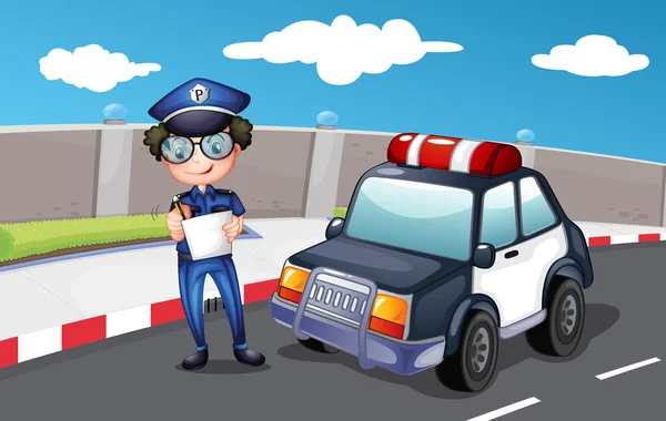 A policeman along the road — Stock Vector