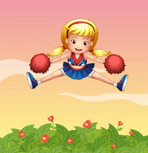 Una cheerleader in giardino — Vettoriale Stock