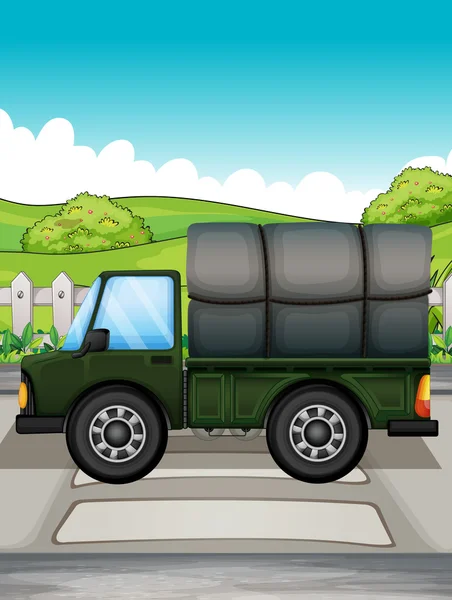 Büyük yeşil kamyon Stok Vektör