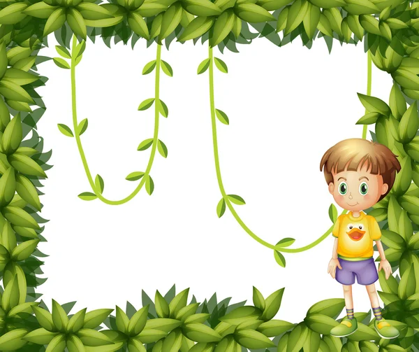 A child on a leafy frame — Stock Vector