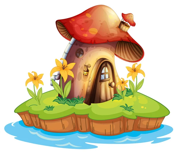 Uma casa de cogumelos — Vetor de Stock