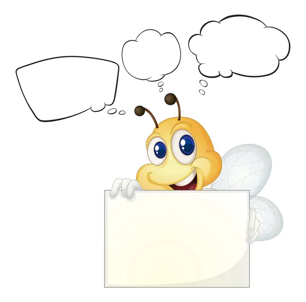 A bee holding a white board — Stock Vector