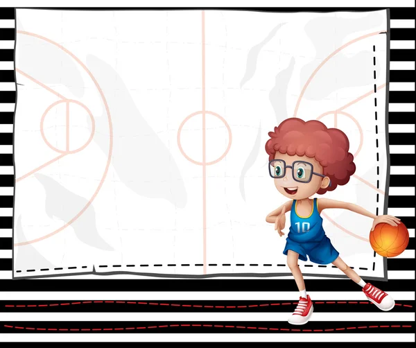 Мальчик играет в баскетбол — стоковый вектор