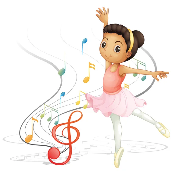 En flicka dansa med musiknoter — Stock vektor