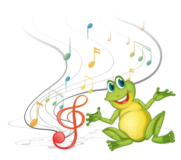 A frog with musical notes — Stock Vector