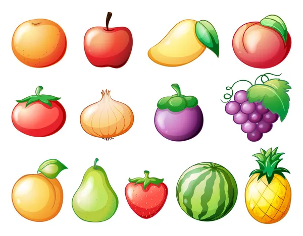 Différents types de fruits — Image vectorielle