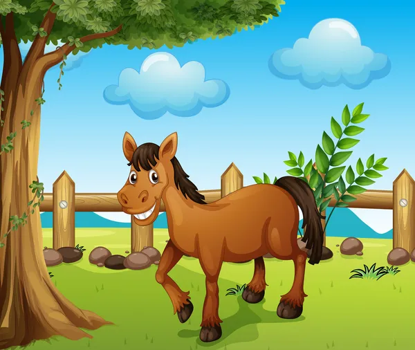 Un cavallo sotto l'albero — Vettoriale Stock