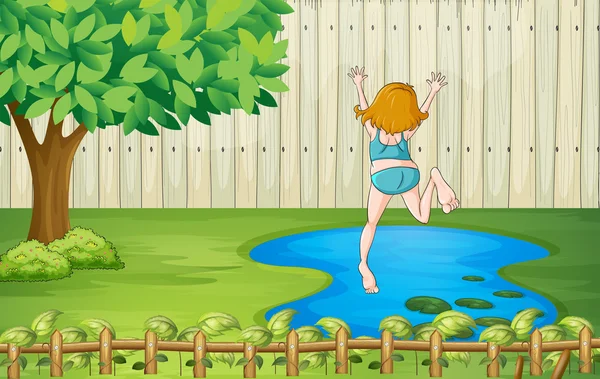 一个女孩潜入水 — 图库矢量图片