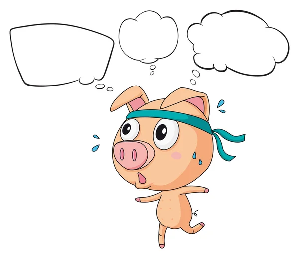 A pig exercising with empty callouts — Stock Vector
