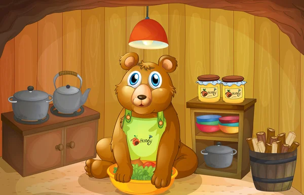 在厨房内的熊 — 图库矢量图片