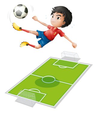 A boy kicking the ball vector A boy kicking the ball vector