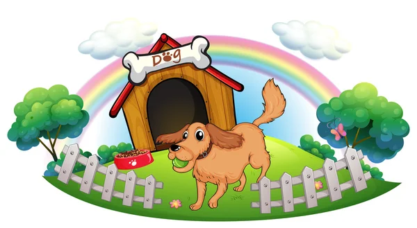Ein Hund und ein Regenbogen — Stockvektor