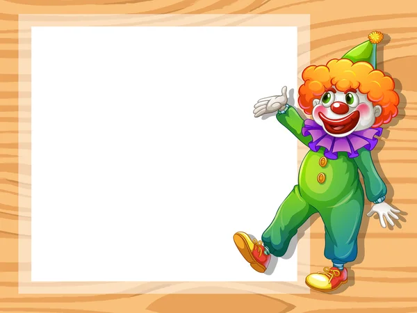 Een clown naast een leeg wit bord — Stockvector