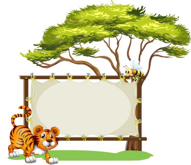 bir kaplan yanındaki boş tabela