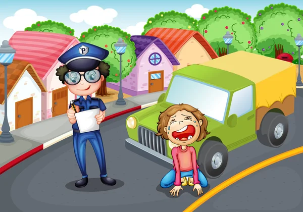 The policeman and the crying driver — Stock Vector