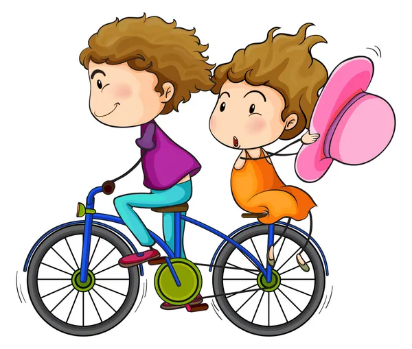 Lovers riding a bike — Stock Vector