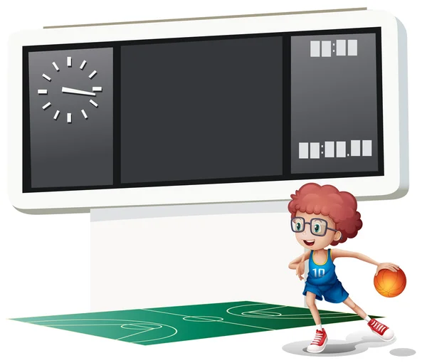 Sarayda basketbol oynayan bir boy — Stok Vektör
