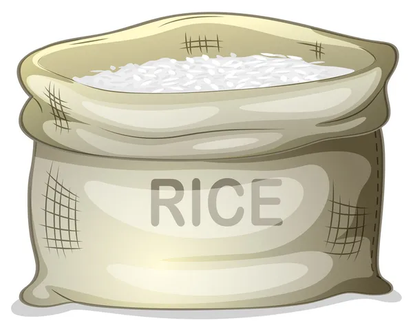 Un saco de arroz blanco — Vector de stock