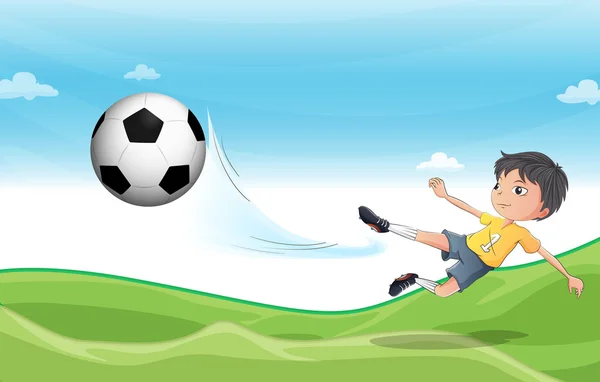 A Boy Playing Football At The Hills Stock Vector Image By C Interactimages A Boy Playing Football At The Hills Stock Vector Image By C Interactimages