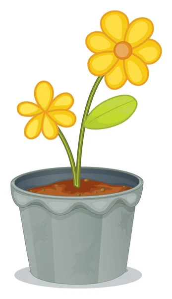 A gray pot with a flower — Stock Vector