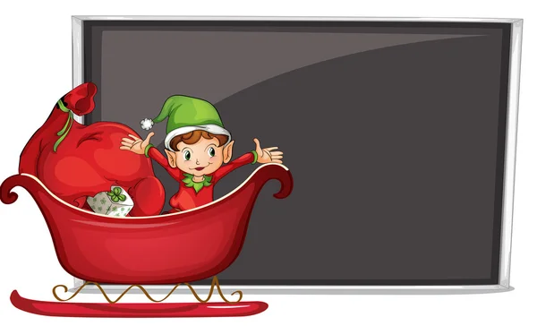 A boy riding in a sleigh with gifts — Stock Vector