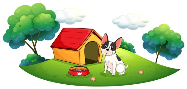 A dog outside its dog house — Stock Vector