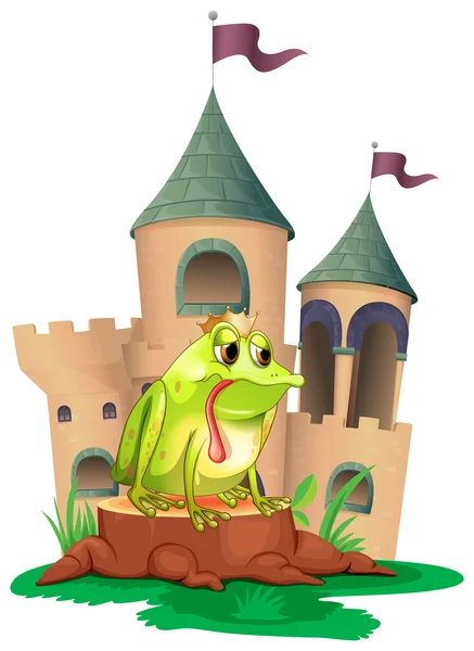Una rana di fronte a un castello — Vettoriale Stock