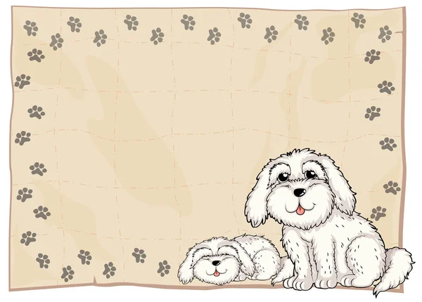 Két fehér kutyák mellett egy keret — Stock Vector