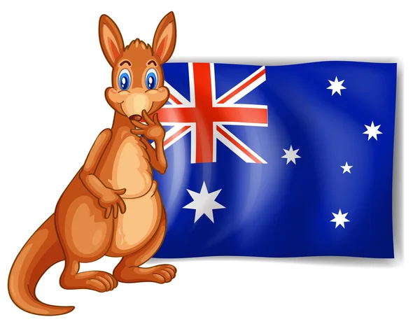 Un canguro accanto a una bandiera australiana Vettoriali Stock Royalty Free