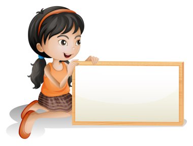 A little girl holding a blank signboard
