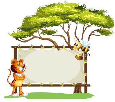 hayvan ve böcek ile çerçevelenmiş bir boş başlık