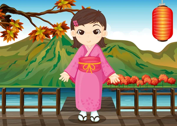 A girl wearing a chinese dress — Stock Vector