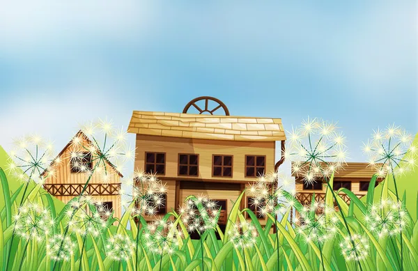 Tres tipos de casas de madera — Vector de stock