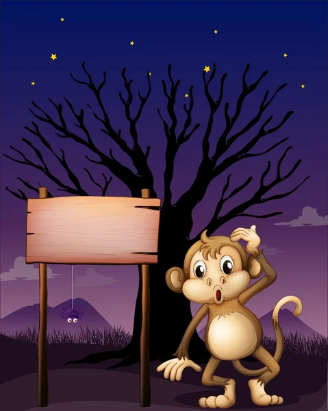 A signboard with a monkey — Stock Vector