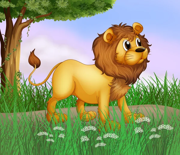 A big lion at the road — Stock Vector