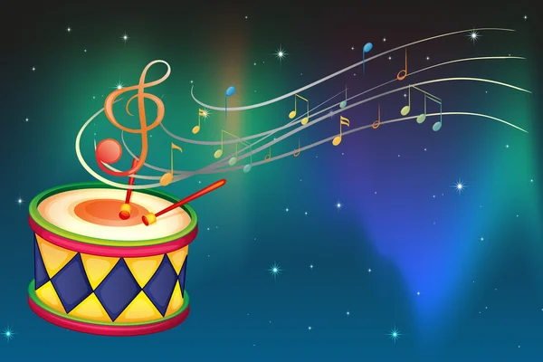 Барабан і музичні ноти і символ — стоковий вектор