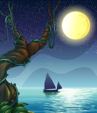 gece yarısı yelkenli tekne