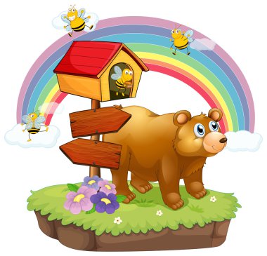 bir ayı ve arılar yakınındaki ok panoları